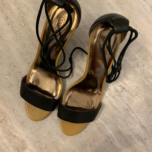 Coach Braided Copper Wedges with Black Ankle Ties - Picture 4 of 7